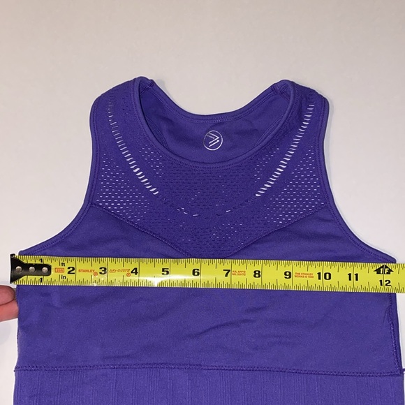 Sm SAVVI Tahiti Vented Slits Crop Top Sport Bra Sliced Perforated Purple Athlete - Picture 7 of 14